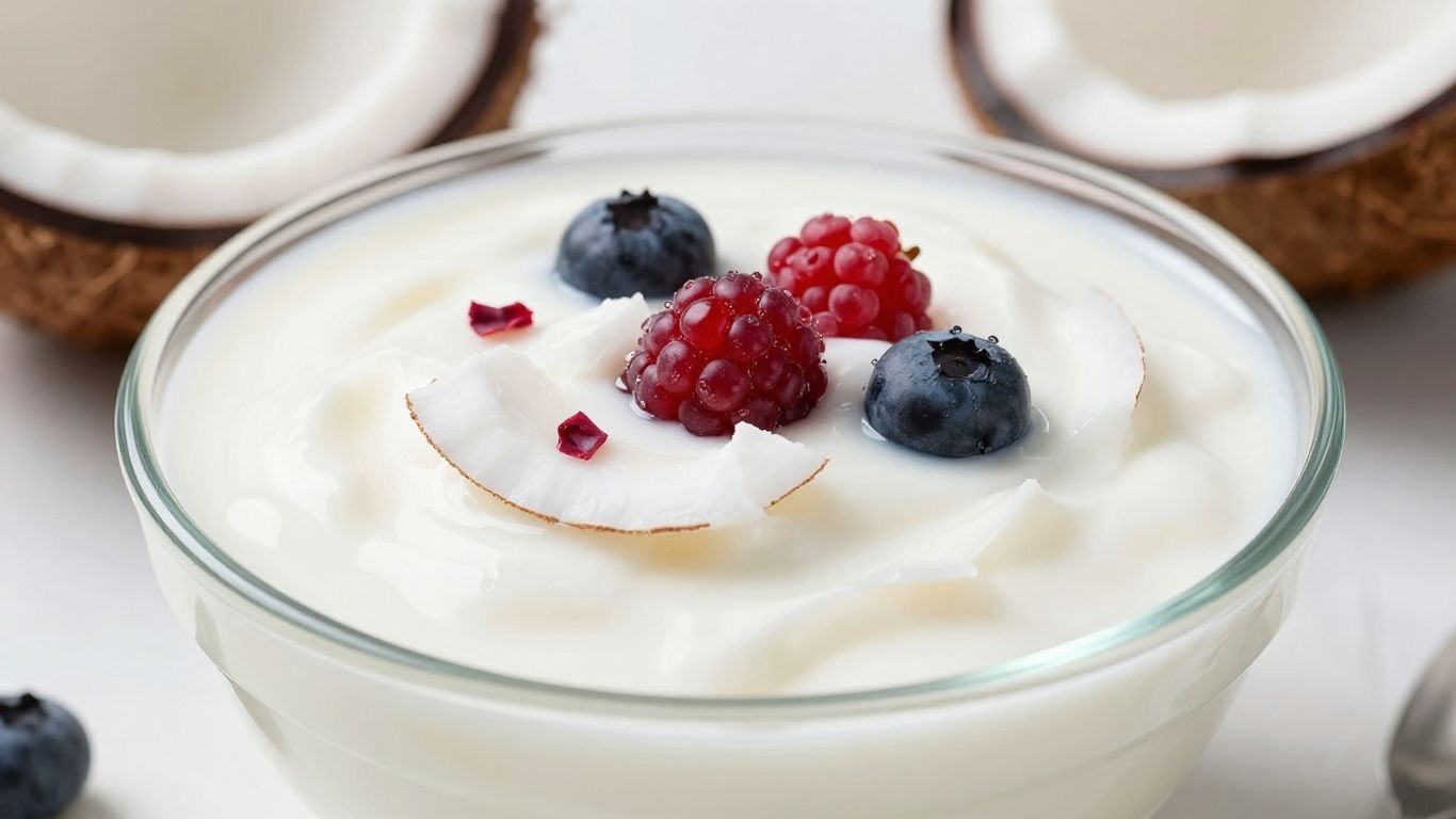 Low sugar coconut yogurt with fresh toppings.