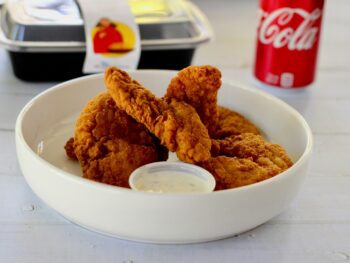 Desiccated coconut, chicken, nuggets, food